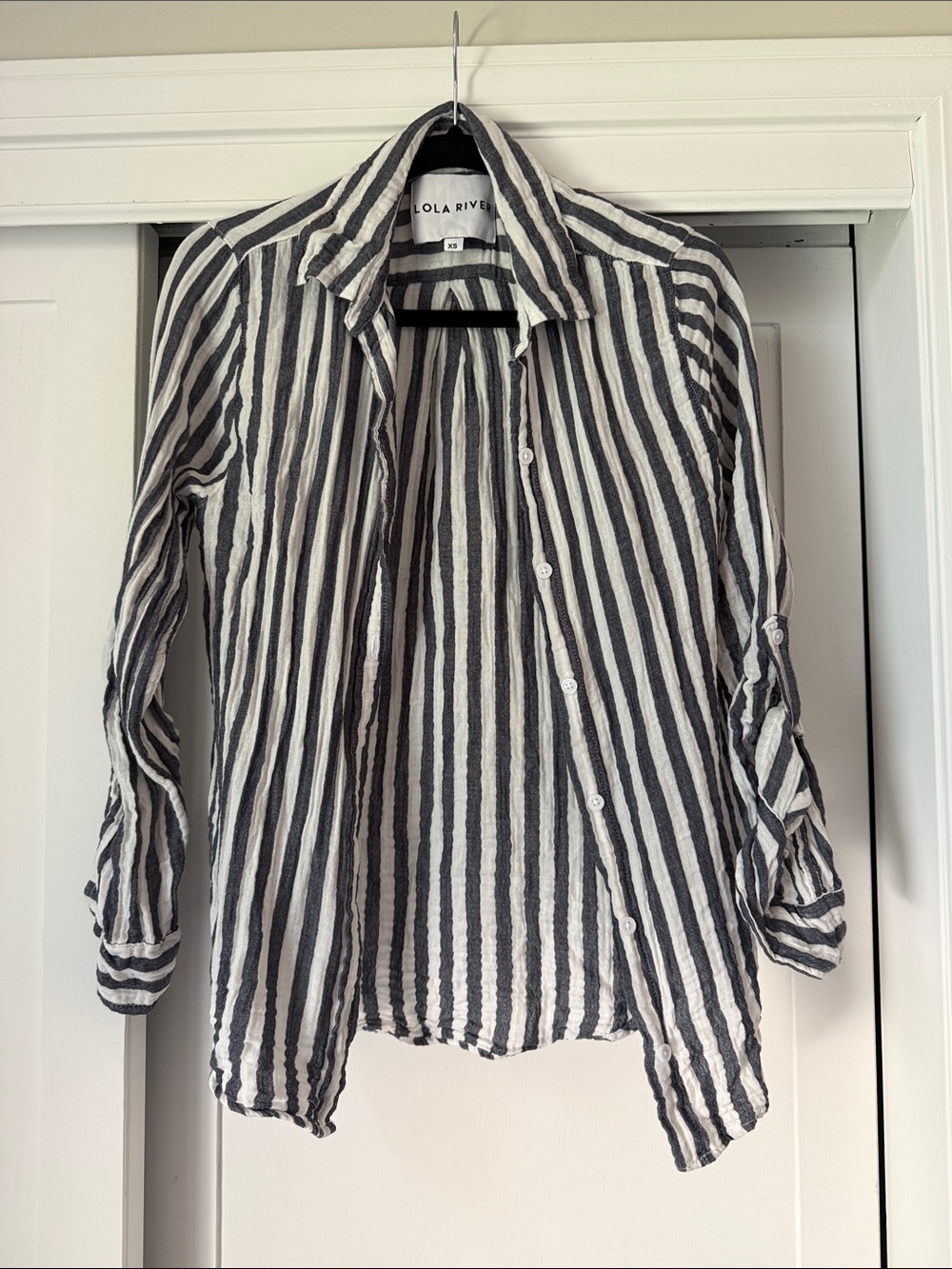Lola Rivera Navy & White Striped Button-Up Shirt